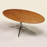 1960s Mid-Century Modern Oval Walnut Dining Conference Table Desk by Florence Knoll