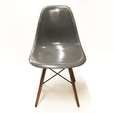Set of 8 Mid-Century Modern Charcoal Gray Dowel Base Eames Dining Shell Chairs