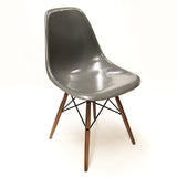 Set of 8 Mid-Century Modern Charcoal Gray Dowel Base Eames Dining Shell Chairs