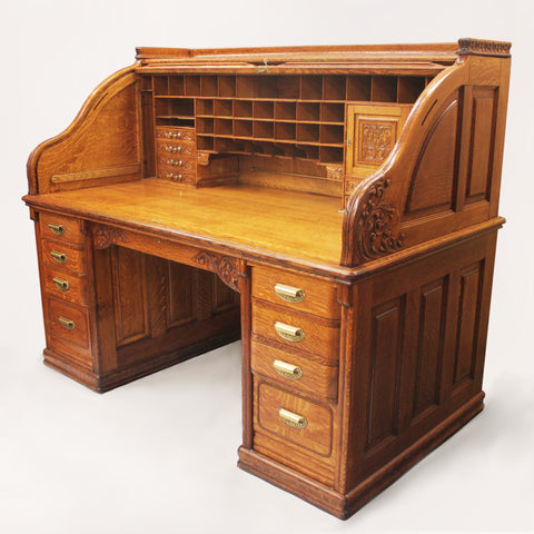Spectacular 19th Century Oak Roll Top Desk by A. Petersen & Co. of Chicago