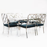 Mid-Century Modern Dining Room Set of 6 Chrome Chinese Chippendale Chairs by DIA