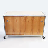Vintage Mid-Century Modern Industrial Rolling Credenza Cabinet by Henry P Glass