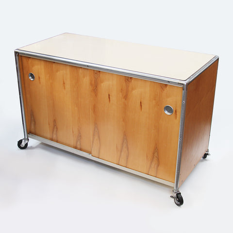 Vintage Mid-Century Modern Industrial Rolling Credenza Cabinet by Henry P Glass