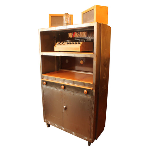 Vintage Machine Shop Industrial Bar/Audio Liquor Cabinet