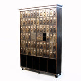 Monumental 1905 Vintage Industrial Raw Steel Court House File Cabinet Wall-Unit