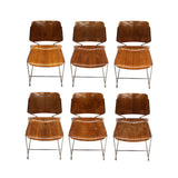 RARE Set of 6 Vintage Walnut Krueger Matrix Stacking Chairs