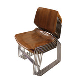 RARE Set of 6 Vintage Walnut Krueger Matrix Stacking Chairs