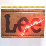 Rare 1980s Vintage Lee Jeans Commercial Dealer Leather Tag Neon Sign