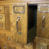 Vintage Industrial 1940s Globe Wernicke Tiger Oak & Brass Post Office File Cabinet