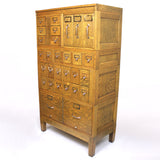 Vintage Industrial 1940s Globe Wernicke Tiger Oak & Brass Post Office File Cabinet
