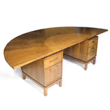 Vintage Mid-Century Modern Mahogany Demilune Executive Desk & Console by Dunbar