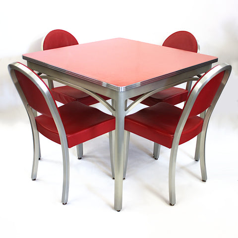 Vintage 1940s Mid-Century Modern Industrial Aluminum Table & Chairs by GoodForm