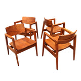 Set of Four Mid-Century Walnut Modern Armchairs by Gunlocke