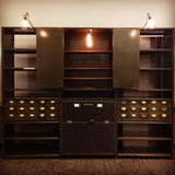 Vintage Industrial 1940's Machine Shop Back Bar Bookshelf Wall Unit Cabinet *9 Feet Long!*