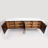 Vintage 1975 Midcentury Marble-Top Rosewood Credenza Console by Florence Knoll
