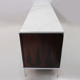 Vintage 1975 Midcentury Marble-Top Rosewood Credenza Console by Florence Knoll