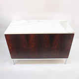 Pair of Vintage 1975 Marble-Top Rosewood Credenza Consoles by Florence Knoll