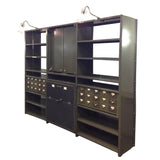 Vintage Industrial 1940's Machine Shop Back Bar Bookshelf Wall Unit Cabinet *9 Feet Long!*
